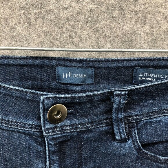 J. Jill Authentic Fit Slim Ankle Jeans Women 4 Blue Dark Wash Denim Cotton Blend - Picture 3 of 11